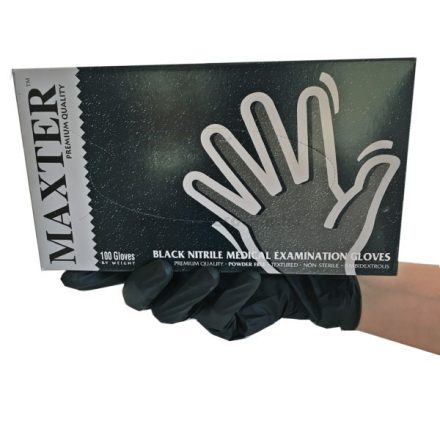 MAXTER Premium - 100db fekete nitril gumikesztyű M-es méret (Vastag)